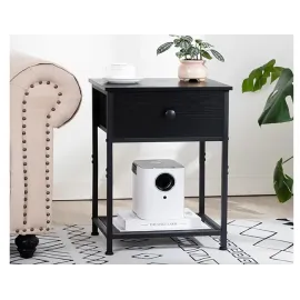  Industrial End Tables Living Room with Storage Shelf HET03SDBK 