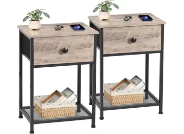 AMHANCIBLE Night Stand Set 2 HET03SDGY