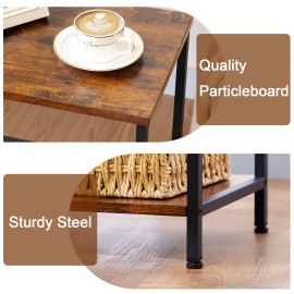  Set of 2 Nightstand with Steel Frame White HET03SQBR 