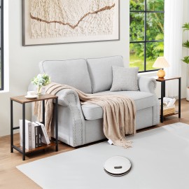  Set of 2 Nightstand with Steel Frame White HET03SQBR 