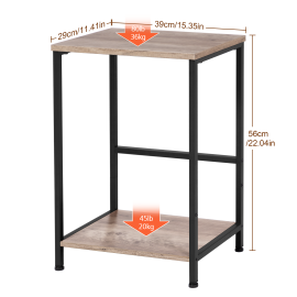  Set of 2 Nightstand with Steel Frame White HET03SQGY 