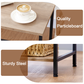  Set of 2 Nightstand with Steel Frame White HET03SQGY 