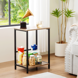  Set of 2 Nightstand with Steel Frame White HET03SQGY 