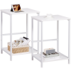 Set of 2 Nightstand with Steel Frame White HET03SQWT