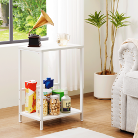 Set of 2 Nightstand with Steel Frame White HET03SQWT