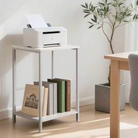 Set of 2 Nightstand with Steel Frame White HET03SQWT