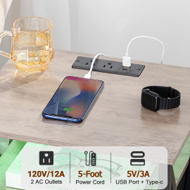 End Table with USB Port and Outlet HET053LGY