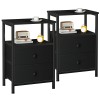 Set of 2 Nightstand with Fabric Drawers Black HETS002BK