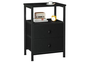 Nightstand with Fabric Drawers Black HETS002BK-1