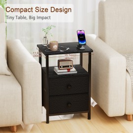 Nightstand with Fabric Drawers Black HETS002BK-1