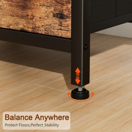 Nightstand with Fabric Drawers Rustic Brown HETS002BR-1