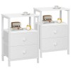 Set of 2 Nightstand with Fabric Drawers White HETS002WP