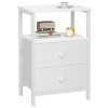 Nightstand with Fabric Drawers White HETS002WP-1