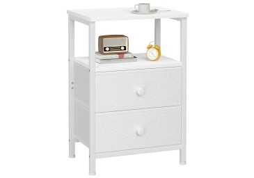 Nightstand with Fabric Drawers White HETS002WP-1
