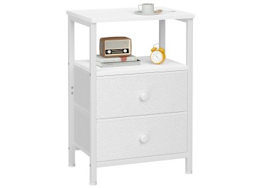 Nightstand with Fabric Drawers White HETS002WP-1