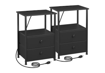 Small Nightstand with Charging Station HETS020BK