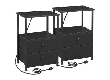 Small Nightstand with Charging Station HETS020BK