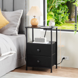 Small Nightstand with Charging Station HETS020BK