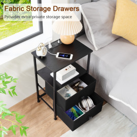 Small Nightstand with Charging Station HETS020BK