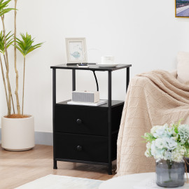 Small Nightstand with Charging Station HETS020BK