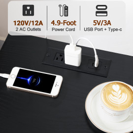 Small Nightstand with Charging Station HETS020BK