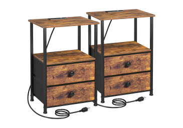 Small Nightstand with Charging Station HETS020PBR