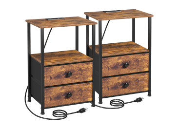 Small Nightstand with Charging Station HETS020PBR