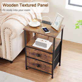 Small Nightstand with Charging Station HETS020PBR