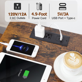 Small Nightstand with Charging Station HETS020PBR